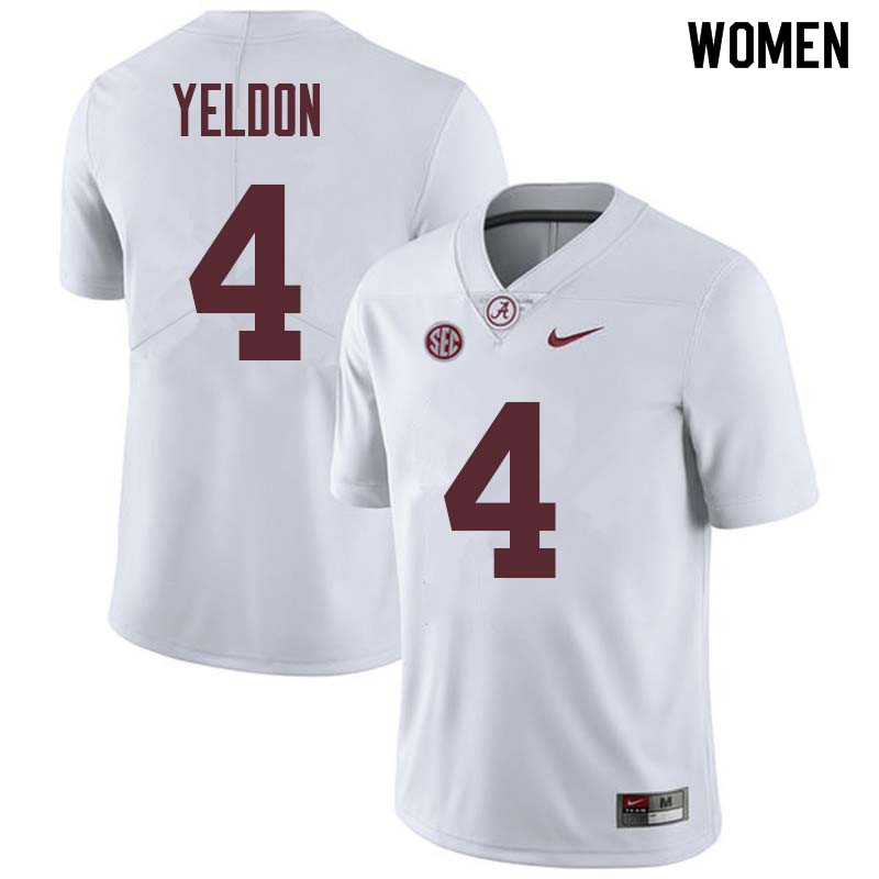 Alabama Crimson Tide Women's T.J. Yeldon #4 White NCAA Nike Authentic Stitched College Football Jersey ZW16L17MD